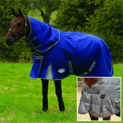 2022 WeatherBeeta ComFiTec Premier Free II Medium-Lite Detach-A-Neck Rug & Liner Bundle - Blue / Grey