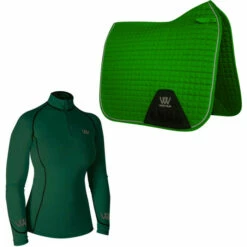 2022 Woof Wear Performance Riding Shirt & Dressage Saddle Cloth Bundle - British Racing Green Colour British Racing Green