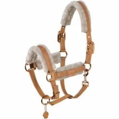 2023 Eskadron Platinum Double Pin Metallic Faux Leather Headcollar 420839851641 - Cognac