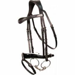 2023 Henry James Saddlery Patent Dressage Bridle With White Padding HJ-BR-07 - Black