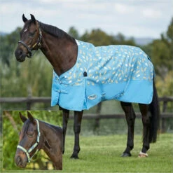 2023 Weatherbeeta Comfitec Essential Standard Neck Lite Turnout With FREE Headcollar - Seahorse Print