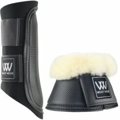 2023 Woof Wear Club Brushing Boots & Pro Overreach Sheepskin Boots Bundle WB0003WB0052 - Black Colour Black