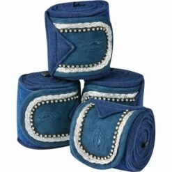 2022 Weatherbeeta Fleece Bling Bandage 4 Pack 1002758003 - Navy