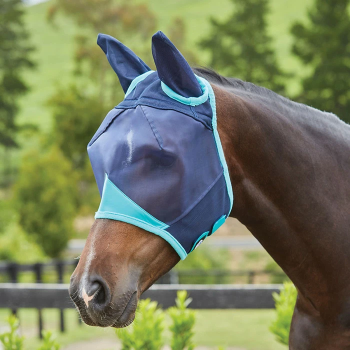 Weatherbeeta Comfitec Fine Mesh Mask With Ears - Navy / Turquoise Colour Navy/Turquoise 3 Weatherbeeta Comfitec Fine Mesh Mask With Ears - Navy / Turquoise Colour Navy/Turquoise