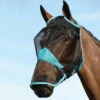 Weatherbeeta Comfitec Fine Mesh Mask With Nose - Black / Turquoise Colour Black/Turquoise -THE DRILLSHED Shop Weatherbeeta Comfitec Fine Mesh Mask With Nose Black Turquoise.700x700