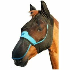 Woof Wear UV Fly Mask Without Ears - Black / Turquoise Colour Black/Turquoise -THE DRILLSHED Shop nose20protector.700x700
